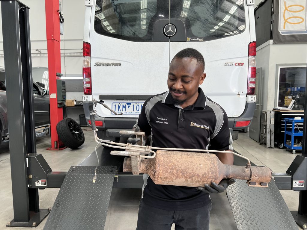 mercedes dpf filter problems being fixed by technician at eurostar diesels