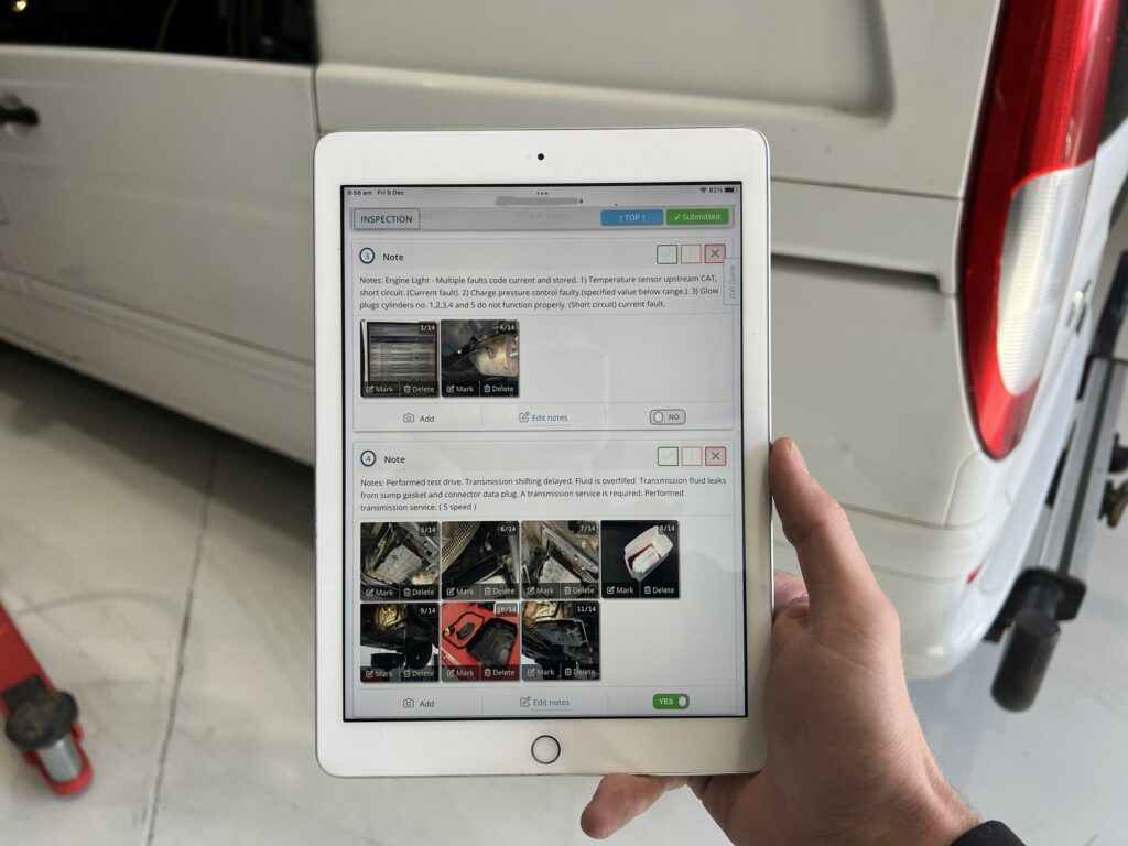 inspection and report displayed digitally on an ipad
