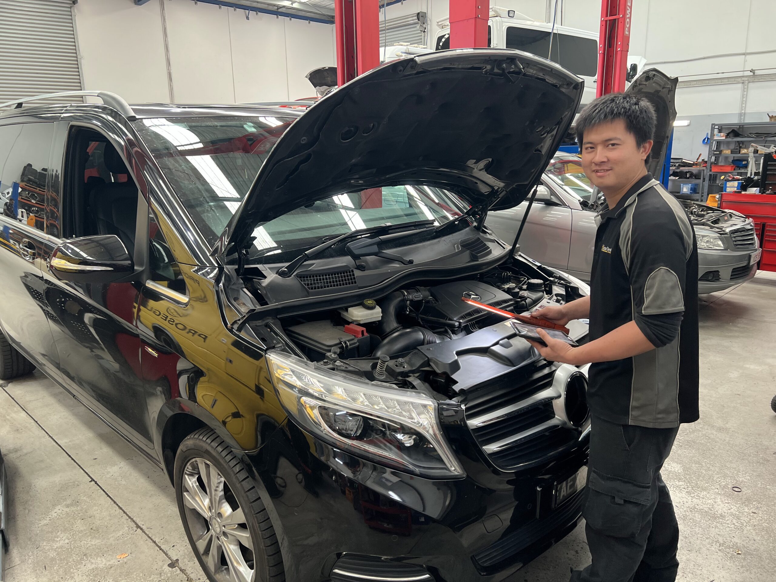 mercedes vito viano valente black being repaired at eurostar diesels
